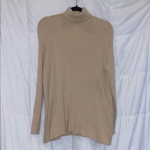 Mimi Maternity Ribbed Turtleneck Long Sleeve Top Tan Size Large